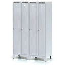Metalowa szafka ubraniowa na nogach, 2-drzwiowa, 1920 x 600 x 500 mm, zamek cylindryczny, drzwi szare