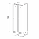 Metalowa szafka ubraniowa obniżona, 2-drzwiowa, 1500 x 600 x 500 mm, zamek cylindryczny, drzwi pomarańczowe