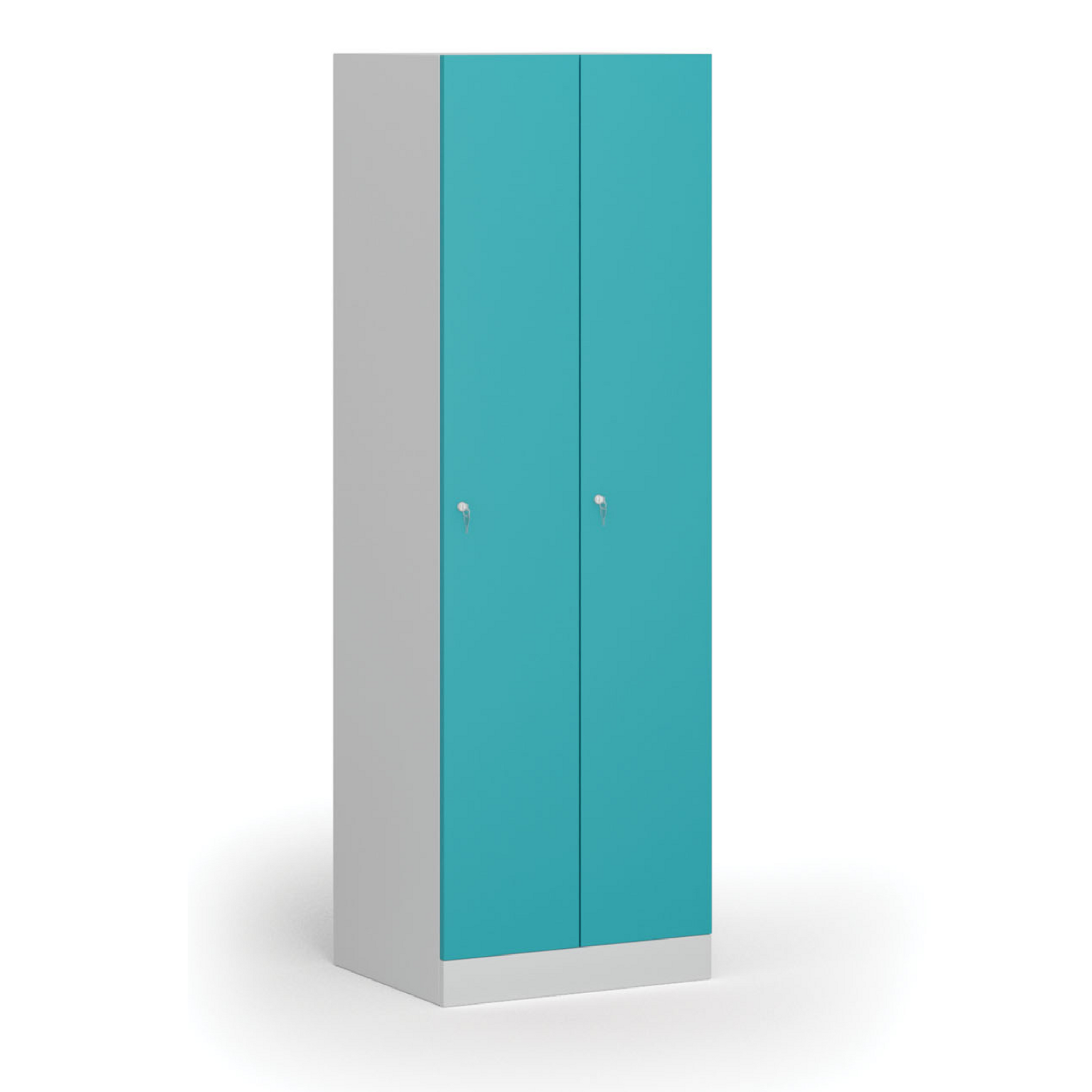 Metalowa szafka ubraniowa S1, 2-drzwiowa, 1850 x 600 x 500 mm, zamek cylindryczny, drzwi zielone