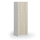 Metalowa szafka ubraniowa S1 Z, 4-drzwiowa, 1850 x 600 x 500 mm, demontaż, zamek cylindryczny, drzwi laminowane, dąb naturalny