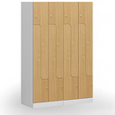 Metalowa szafka ubraniowa S1 Z, 4-drzwiowa, 1850 x 600 x 500 mm, demontaż, zamek cylindryczny, drzwi laminowane, dąb naturalny