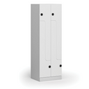 Metalowa szafka ubraniowa S1 Z, 4-drzwiowa, 1850 x 600 x 500 mm, demontaż, zamek kodowy, drzwi laminowane, biała