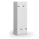 Metalowa szafka ubraniowa S1 Z, 4-drzwiowa, 1850 x 600 x 500 mm, demontaż, zamek mechaniczny z kodem, drzwi laminowane, biała