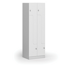 Metalowa szafka ubraniowa S1 Z, 4-drzwiowa, 1850 x 600 x 500 mm, demontaż, zamek obrotowy, drzwi laminowane, biała