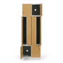 Metalowa szafka ubraniowa S1 Z, 4-drzwiowa, 1850 x 600 x 500 mm, demontaż, zamek RFID, drzwi laminowane, dąb naturalny