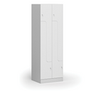 Metalowa szafka ubraniowa S1 Z, 4-drzwiowa, 1850 x 600 x 500 mm, zamek cylindryczny, drzwi laminowane, biała