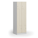 Metalowa szafka ubraniowa S1 Z, 4-drzwiowa, 1850 x 600 x 500 mm, zamek cylindryczny, drzwi laminowane, brzoza