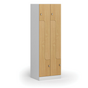 Metalowa szafka ubraniowa S1 Z, 4-drzwiowa, 1850 x 600 x 500 mm, zamek obrotowy, drzwi laminowane, buk