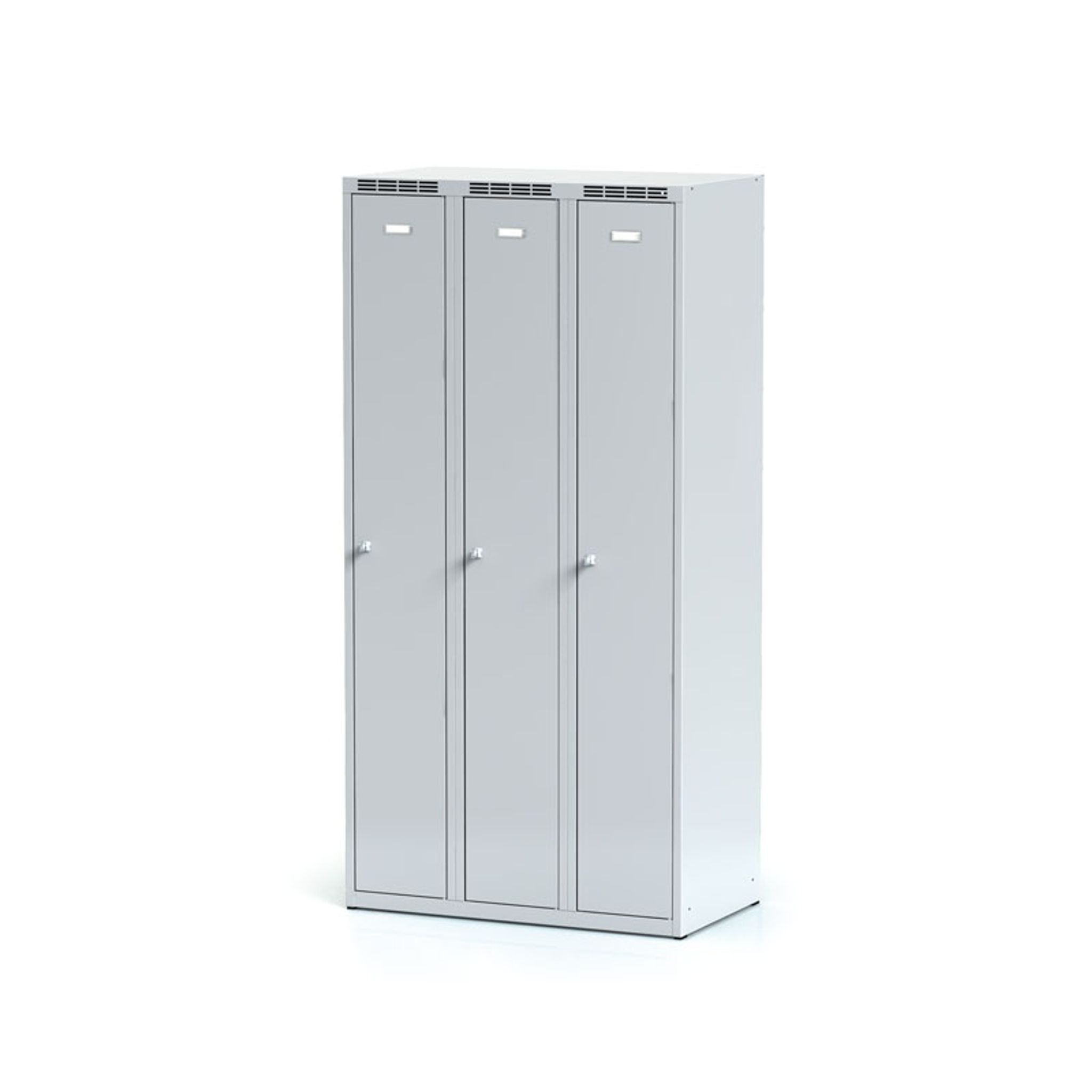 Metalowa szafka ubraniowa S6, 3-drzwiowa, 1800 x 900 x 500 mm, zamek cylindryczny, drzwi szare