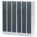 Metalowa szafka ubraniowa S6 na cokole, 3-drzwiowa, 1920 x 900 x 500 mm, zamek obrotowy, drzwi pomarańczowe