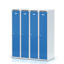 Metalowa szafka ubraniowa S6 obniżona, 2-drzwiowa, 1500 x 600 x 500 mm, zamek obrotowy, drzwi pomarańczowe