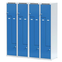 Metalowa szafka ubraniowa S6 Z na cokole, 4-drzwiowa, 1920 x 800 x 500 mm, zamek cylindryczny, drzwi czerwone