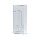 Metalowa szafka ubraniowa S6 Z na cokole, 4-drzwiowa, 1920 x 800 x 500 mm, zamek obrotowy, drzwi szare