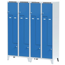 Metalowa szafka ubraniowa S6 Z na nogach, 4-drzwiowa, 1920 x 800 x 500 mm, zamek cylindryczny, drzwi czerwone