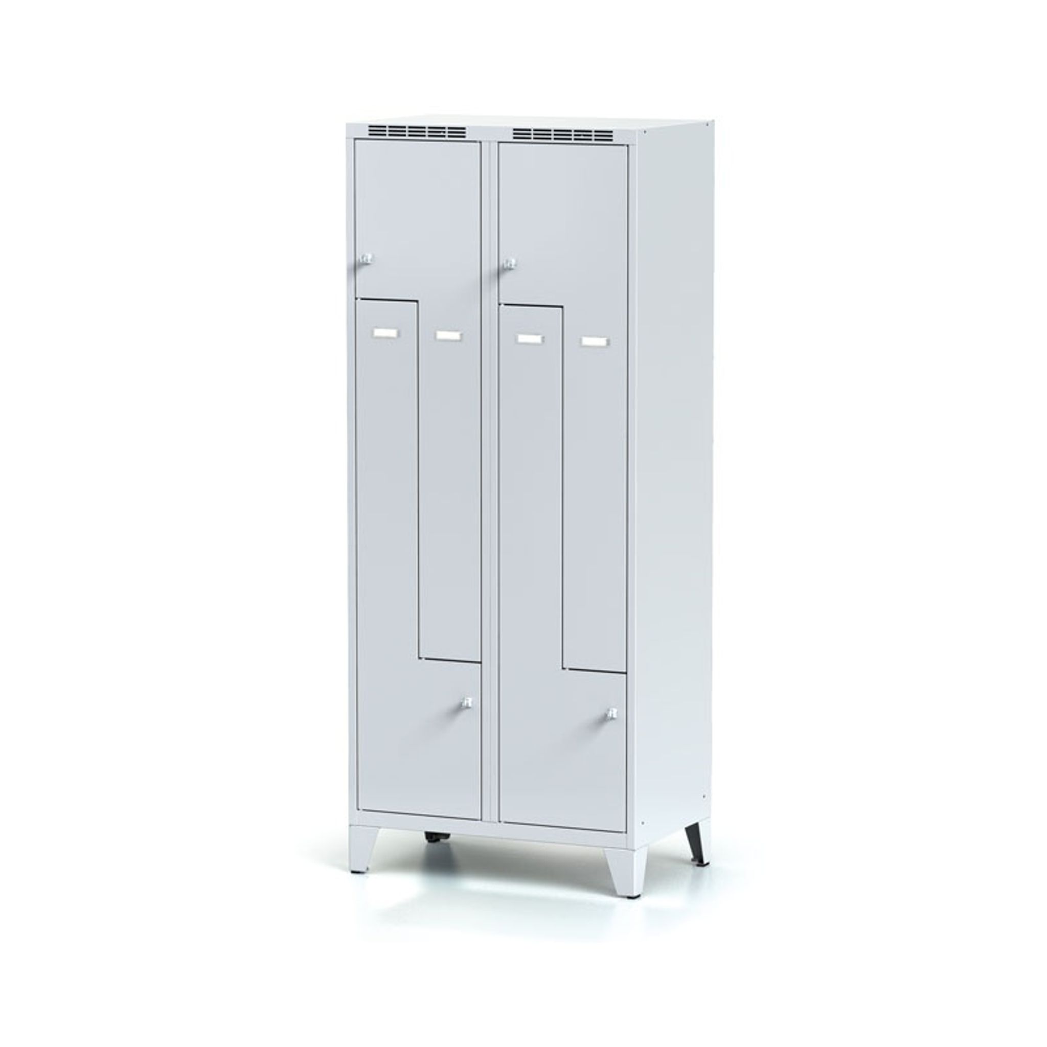 Metalowa szafka ubraniowa S6 Z na nogach, 4-drzwiowa, 1920 x 800 x 500 mm, zamek cylindryczny, drzwi szare