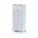 Metalowa szafka ubraniowa S6 Z na nogach, 4-drzwiowa, 1920 x 800 x 500 mm, zamek obrotowy, drzwi szare