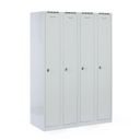 Metalowa szafka ubraniowa S7 na cokole, 2-drzwiowa, 1800 x 600 x 500 mm, zamek obrotowy, drzwi niebieske