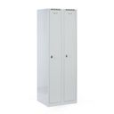 Metalowa szafka ubraniowa S7 na cokole, 2-drzwiowa, 1800 x 600 x 500 mm, zamek obrotowy, drzwi szare