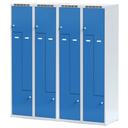 Metalowa szafka ubraniowa Z, 4-drzwiowa, 1800 x 800 x 500 mm, zamek cylindryczny, drzwi ciemnoszare