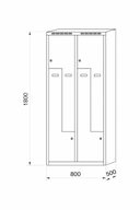 Metalowa szafka ubraniowa Z, 4-drzwiowa, 1800 x 800 x 500 mm, zamek obrotowy, drzwi czerwone
