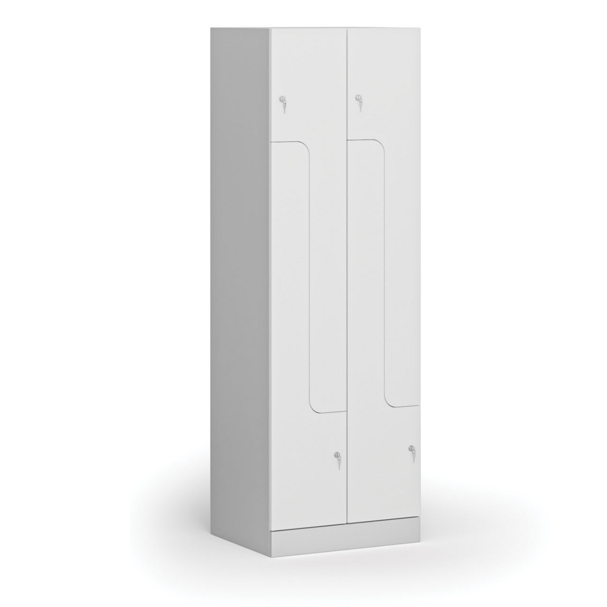 Metalowa szafka ubraniowa Z, 4-drzwiowa, 1850 x 600 x 500 mm, demontaż, zamek cylindryczny, drzwi laminowane, biała