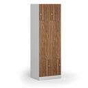 Metalowa szafka ubraniowa Z, 4-drzwiowa, 1850 x 600 x 500 mm, demontaż, zamek cylindryczny, drzwi laminowane, orzech