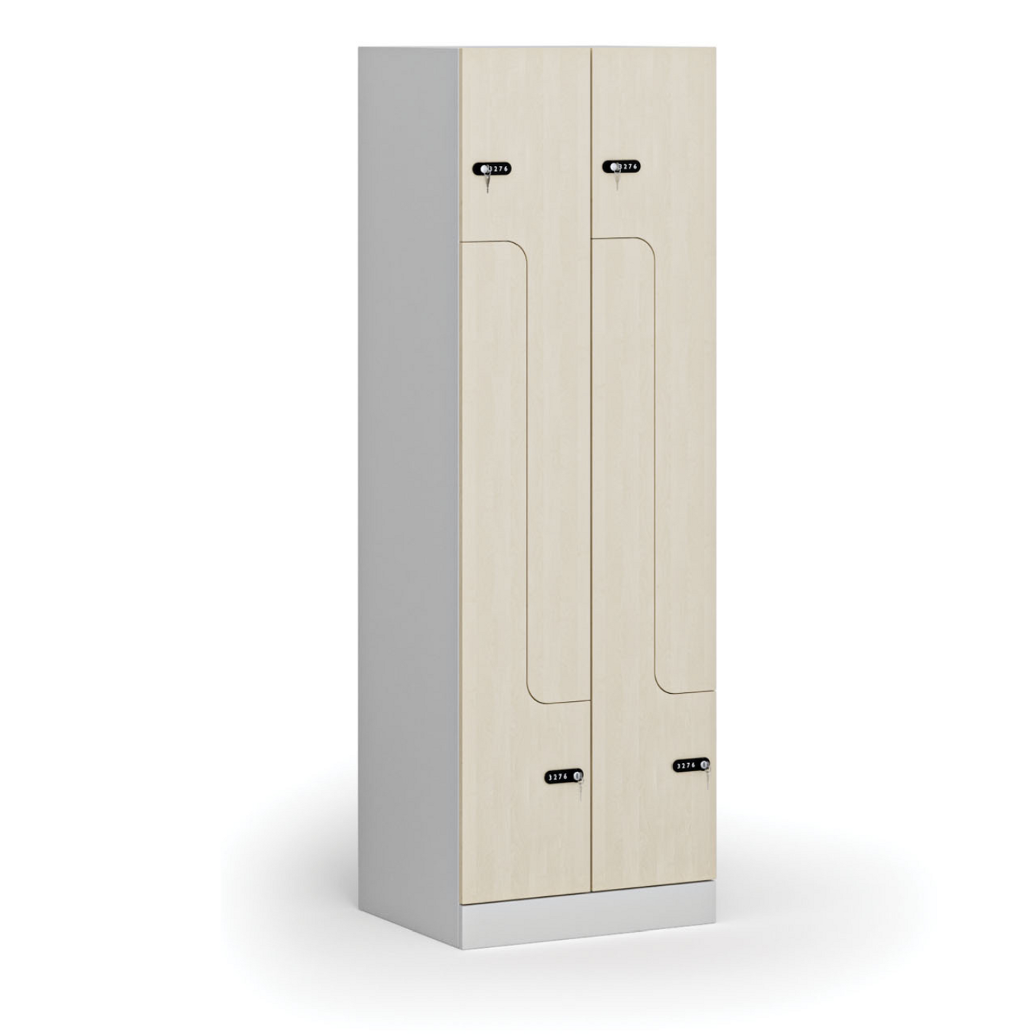 Metalowa szafka ubraniowa Z, 4-drzwiowa, 1850 x 600 x 500 mm, demontaż, zamek mechaniczny z kodem, drzwi laminowane, brzoza