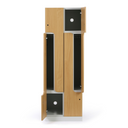 Metalowa szafka ubraniowa Z, 4-drzwiowa, 1850 x 600 x 500 mm, demontaż, zamek mechaniczny z kodem, drzwi laminowane, buk