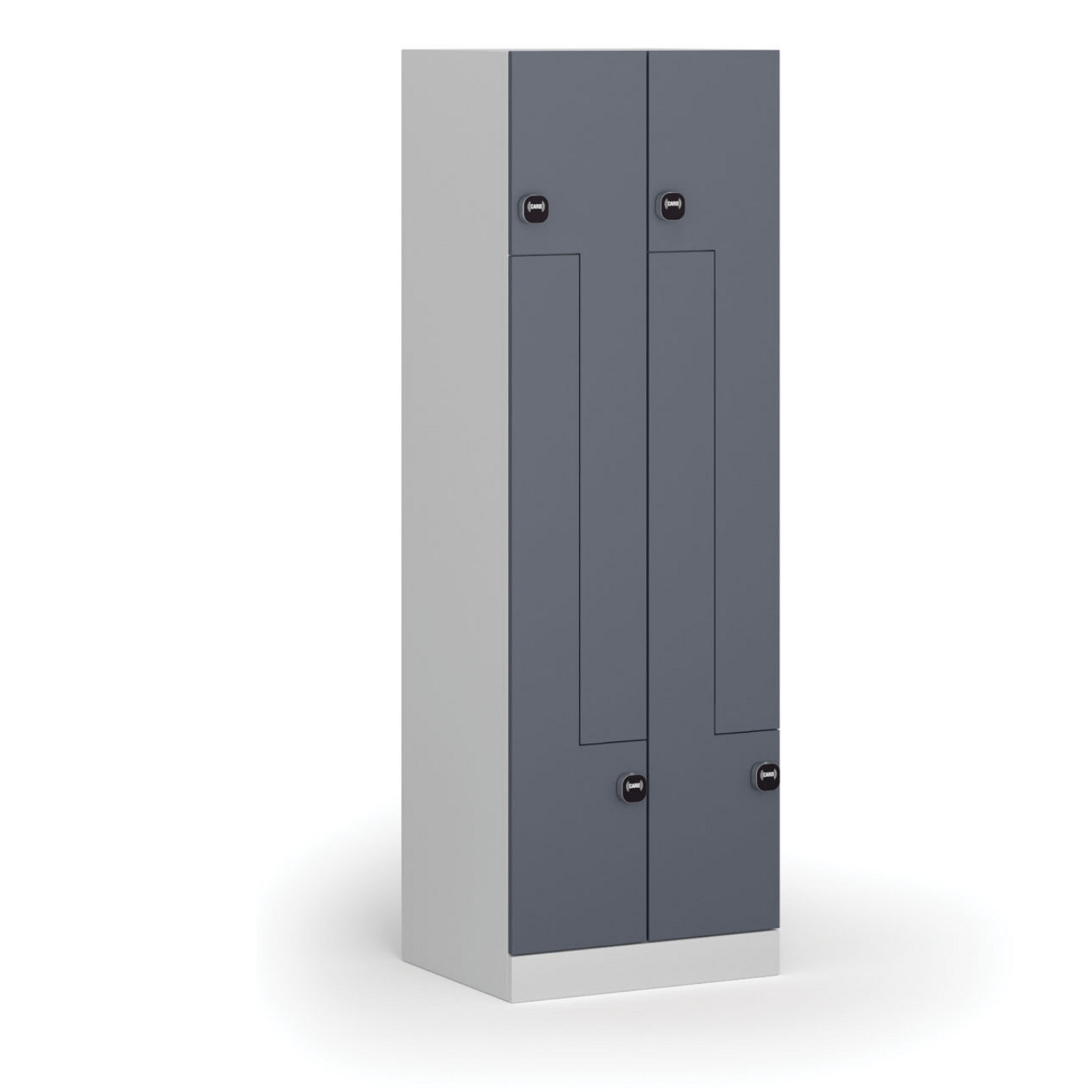 Metalowa szafka ubraniowa Z, 4-drzwiowa, 1850 x 600 x 500 mm, demontaż, zamek RFID, drzwi ciemnoszare