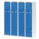 Metalowa szafka ubraniowa Z na cokole, 4-drzwiowa, 1920 x 800 x 500 mm, zamek cylindryczny, drzwi ciemnoszare