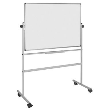 Mobile drehbare zweiseitiges Keramik-Whiteboard auf Rollen, magnetisch, 1200 x 900 mm