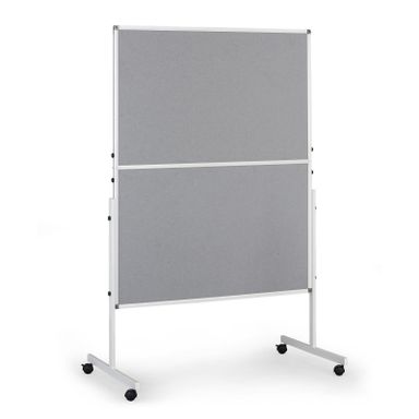 Mobile Informationstafel, faltbar, grauer Stoff, 1200 × 1500 mm