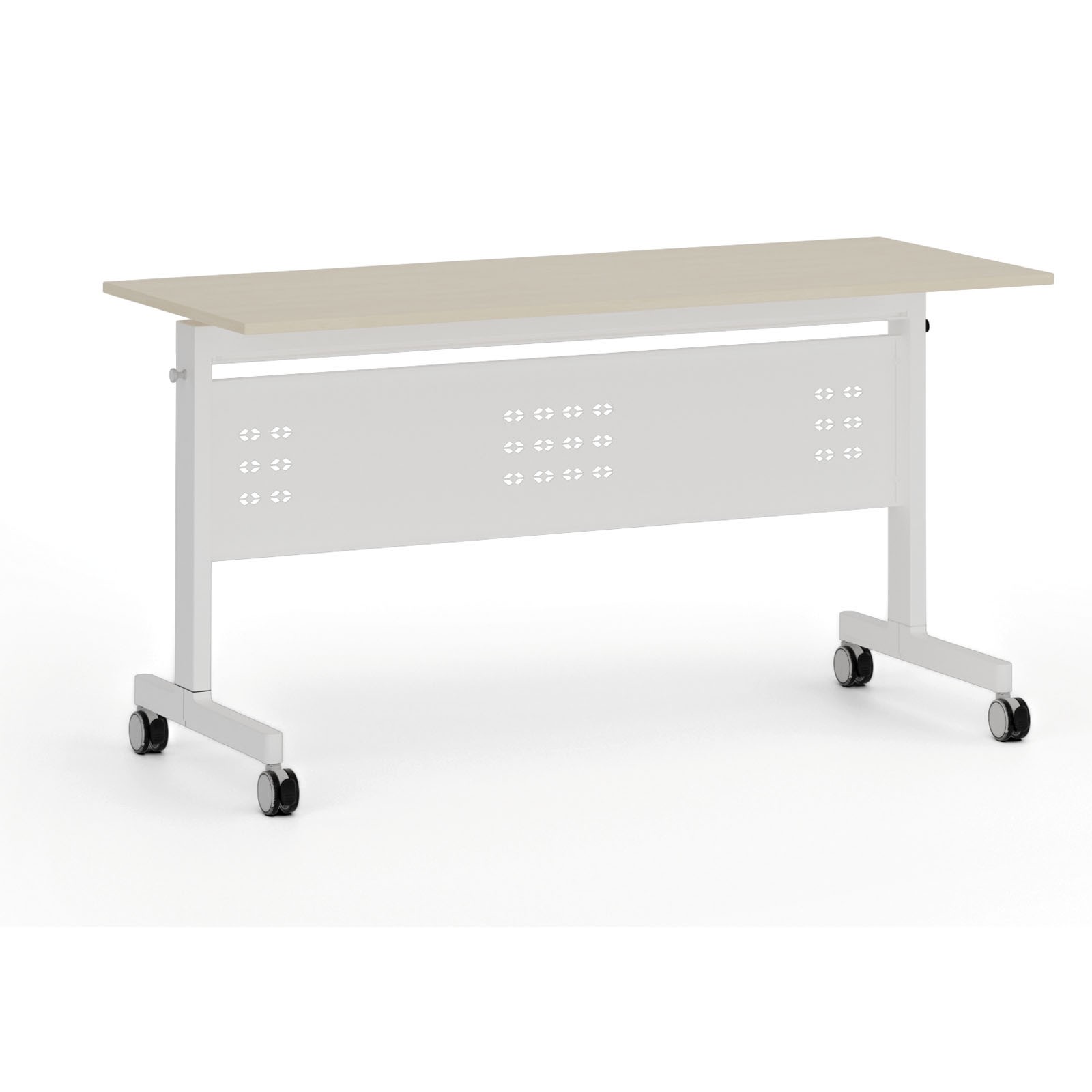 B2B Partner Mobiler Schreibtisch PRIMO MOBI, 1400 x 600 mm, weißes Untergestell, Birke
