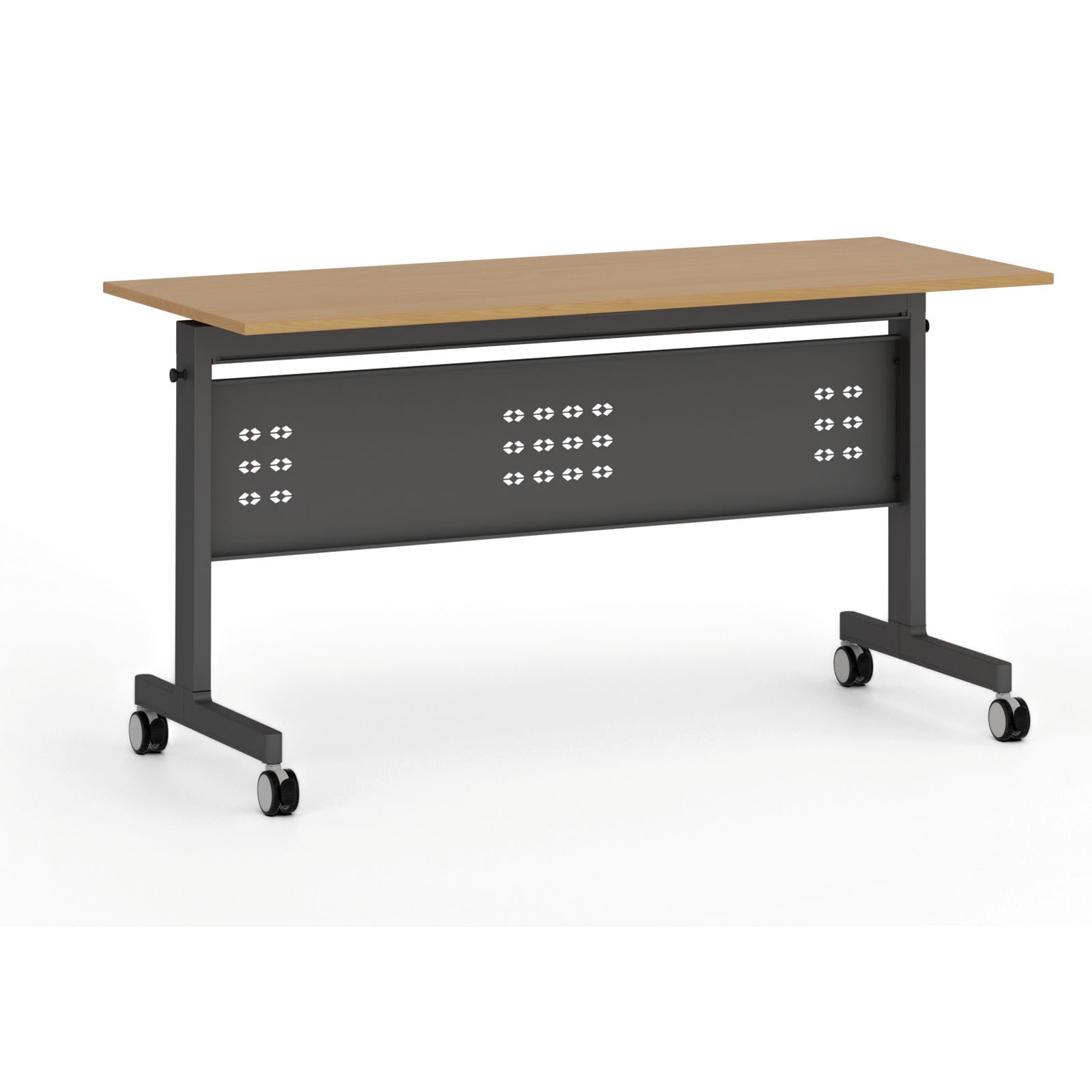 B2B Partner Mobiler Schreibtisch PRIMO MOBI, 140x60 cm, schwarzes Metallgestell, Buche