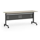 Mobiler Schreibtisch PRIMO MOBI, 180x60 cm, schwarzes Metallgestell, Eiche natur