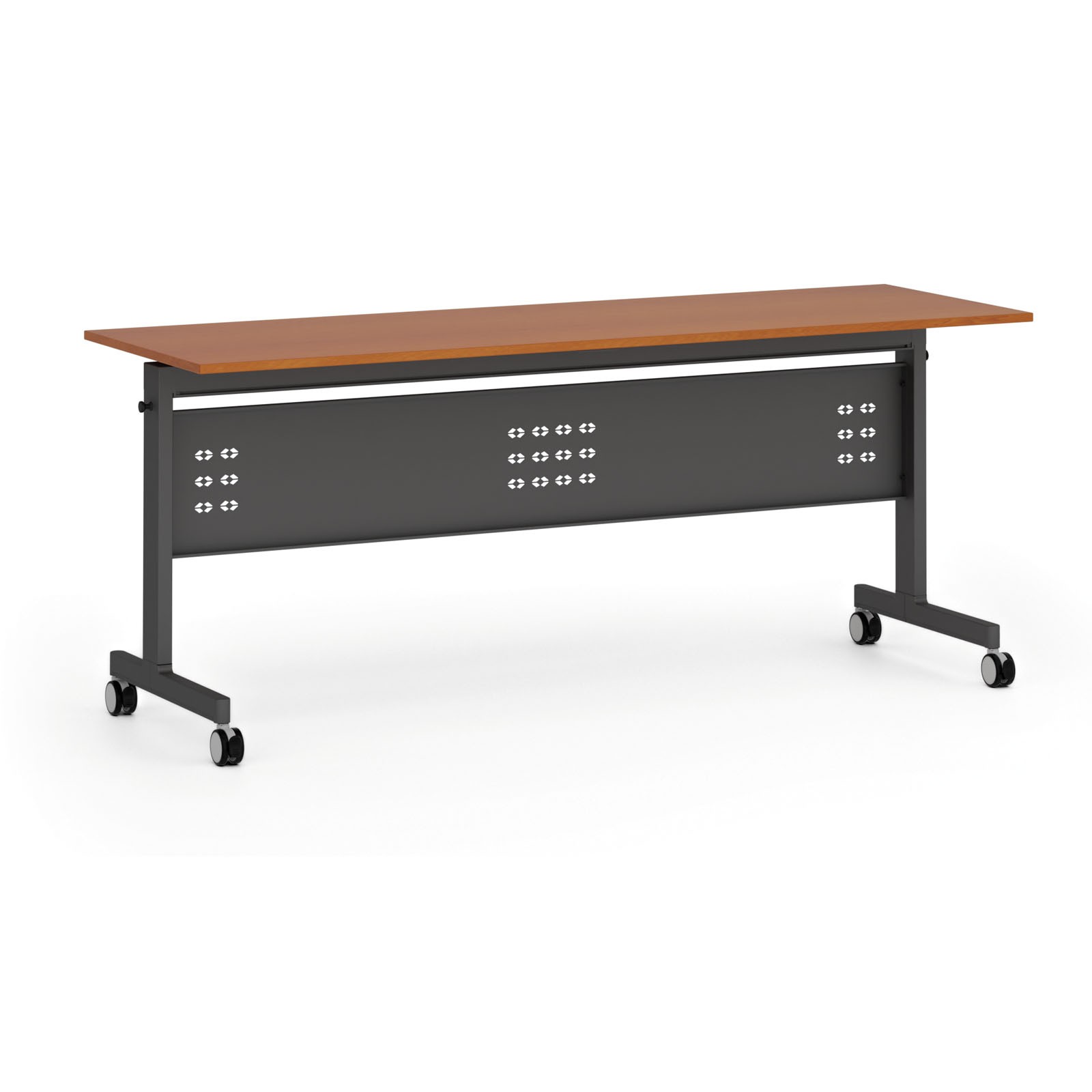 B2B Partner Mobiler Schreibtisch PRIMO MOBI, 180x60 cm, schwarzes Metallgestell, Kirschbaum