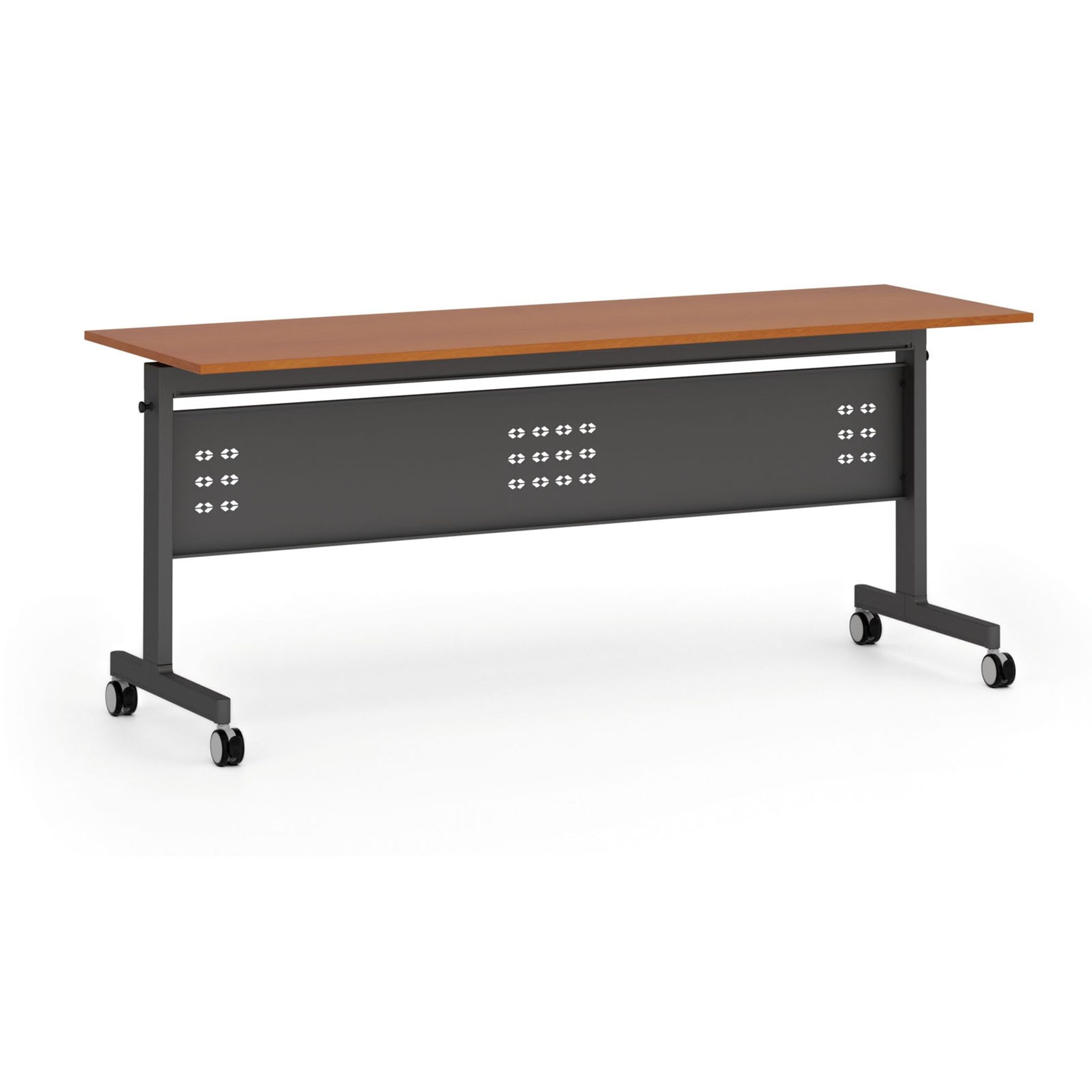 Mobiler Schreibtisch PRIMO MOBI, 180x60 cm, schwarzes Metallgestell, Kirschbaum