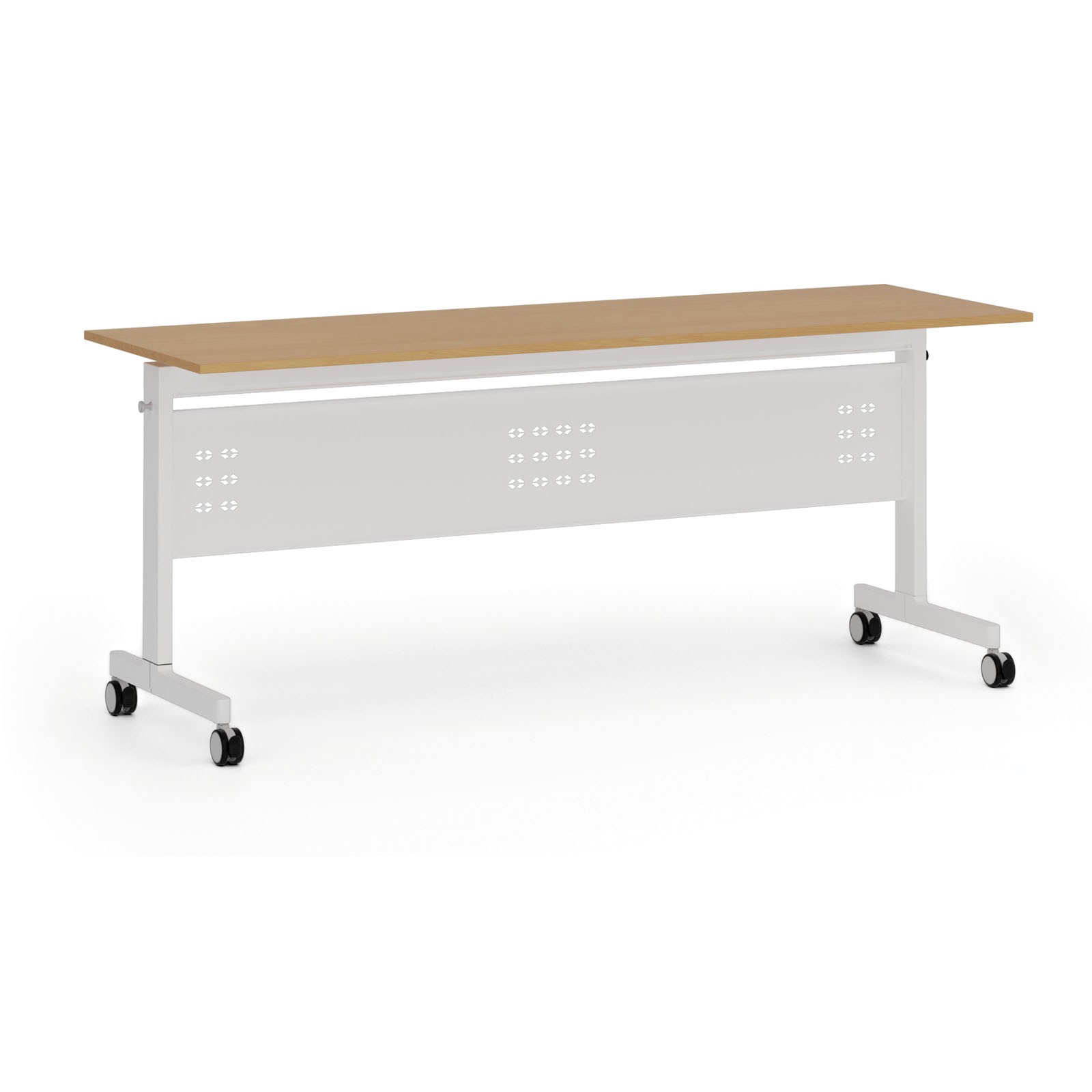 B2B Partner Mobiler Schreibtisch PRIMO MOBI, 180x60 cm, weißes Metallgestell, Buche