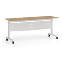 Mobiler Schreibtisch PRIMO MOBI, 180x60 cm, weißes Metallgestell, Buche