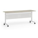 Mobiler Schreibtisch PRIMO MOBI, 180x60 cm, weißes Metallgestell, Eiche natur