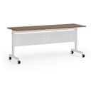Mobiler Schreibtisch PRIMO MOBI, 180x60 cm, weißes Metallgestell, Nussbaum
