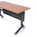 Mobiler Schreibtisch PRIMO MOVE, 1400 x 600 mm, weißes Untergestell, Nussbaum