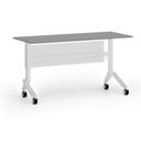 Mobiler Schreibtisch PRIMO MOVE, 140x60 cm, weißes Metallgestell, Graphit