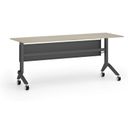 Mobiler Schreibtisch PRIMO MOVE, 180x60 cm, schwarzes Metallgestell, Eiche natur