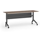 Mobiler Schreibtisch PRIMO MOVE, 180x60 cm, schwarzes Metallgestell, Nussbaum