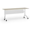 Mobiler Schreibtisch PRIMO MOVE, 180x60 cm, weißes Metallgestell, Eiche natur