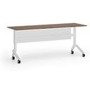Mobiler Schreibtisch PRIMO MOVE, 180x60 cm, weißes Metallgestell, Nussbaum