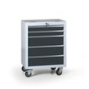 Mobiler Werkstatt-Werkzeugkasten G2, 5 Schubladen, 645 x 460 x 860 mm, Graphit