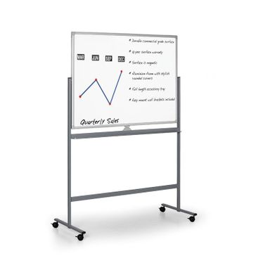 Mobilná obojstranná biela popisovacia tabuľa, magnetická, 1200 x 900 mm