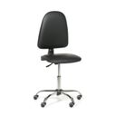 Mobilne krzesło warsztatowe TORINO bez podłokietników, stały kontakt, miękkie kółka, kolor czarny
